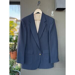 Vintage Traditionalist USA Mens 42R Navy Blue Wool Blazer Sport Coat Suit Jacket